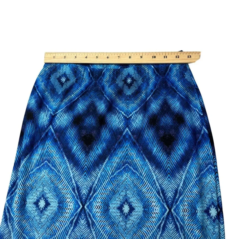 Chico's Skirt Women's 0 Small Blue Black Stretch Pull On Straight Geometric Cute